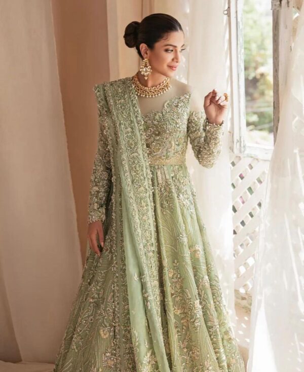 wedding long anarkali with lehenga