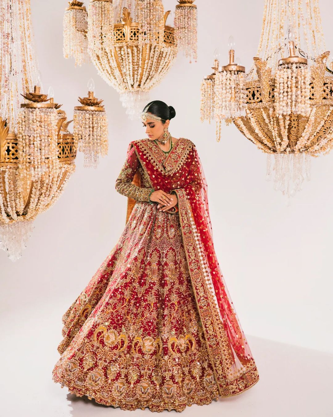 Pink and Gold Reception Lehenga with Spaghetti Strap Blouse – B Anu Designs