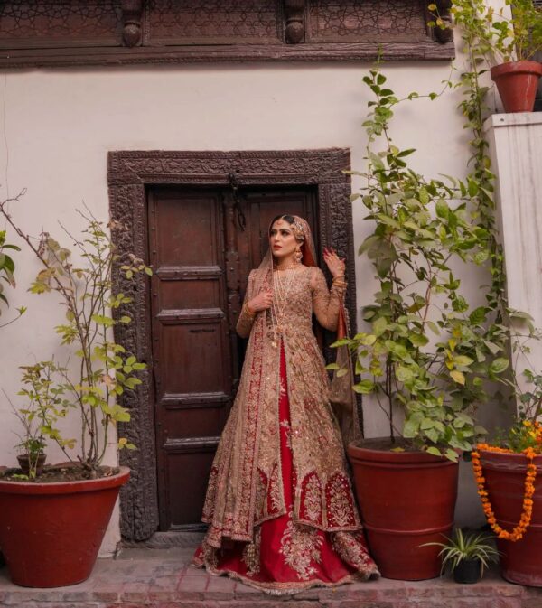 designer wedding split anarkali with lehenga