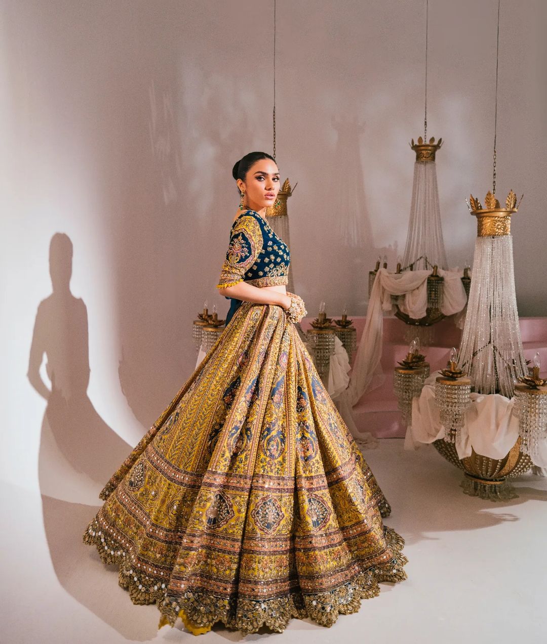 Nude Tulle Lehenga Choli with worked Belt and contrasting Organza Dupa –  Nitika Gujral