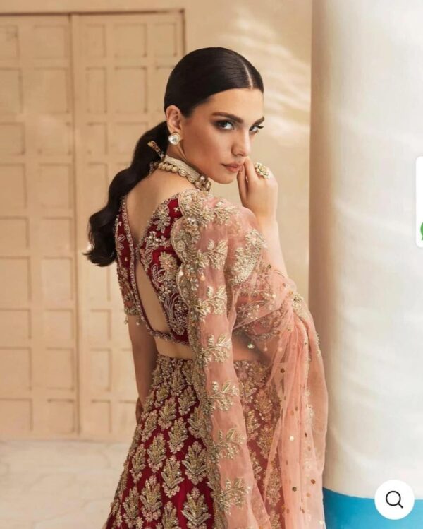 red designer lndian bridal lehenga