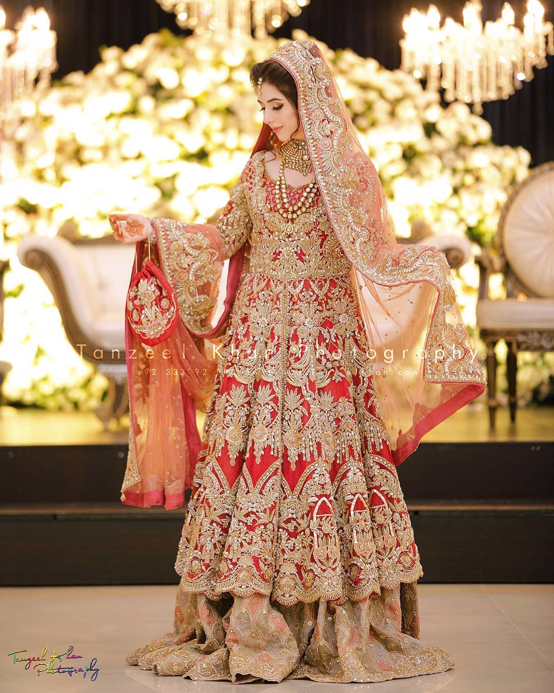 pakistani bridal dresses in golden colour - Faisalabad Fabric Store