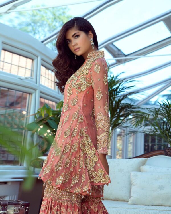 designer peplum with garara and pearls work