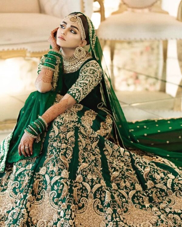 Designer wedding lehenga choli with golden embroidery