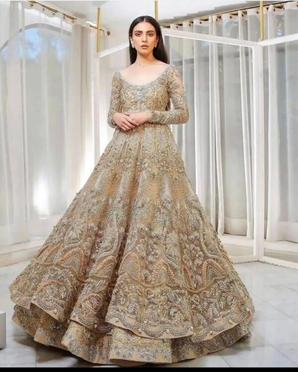 designer wedding long anarkali with lehenga