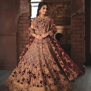maroon bridal lehenga with blouse