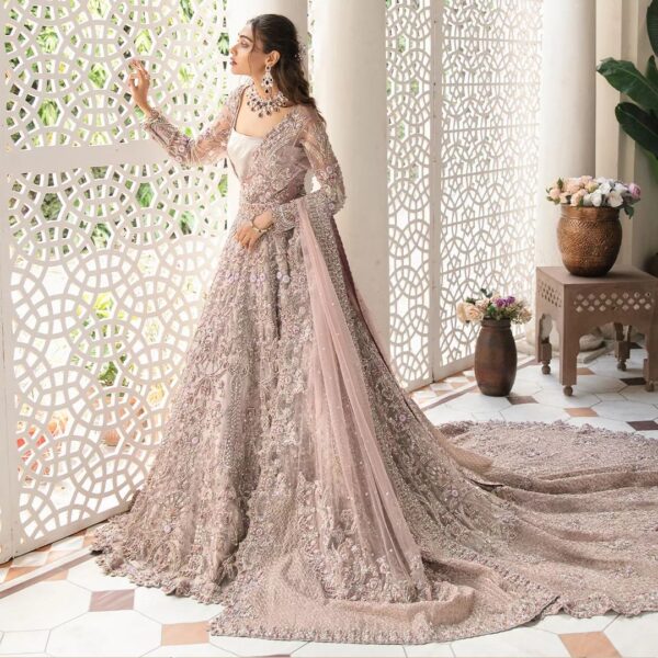 designer wedding long anarkali with lehenga