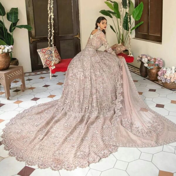 designer wedding long anarkali with lehenga