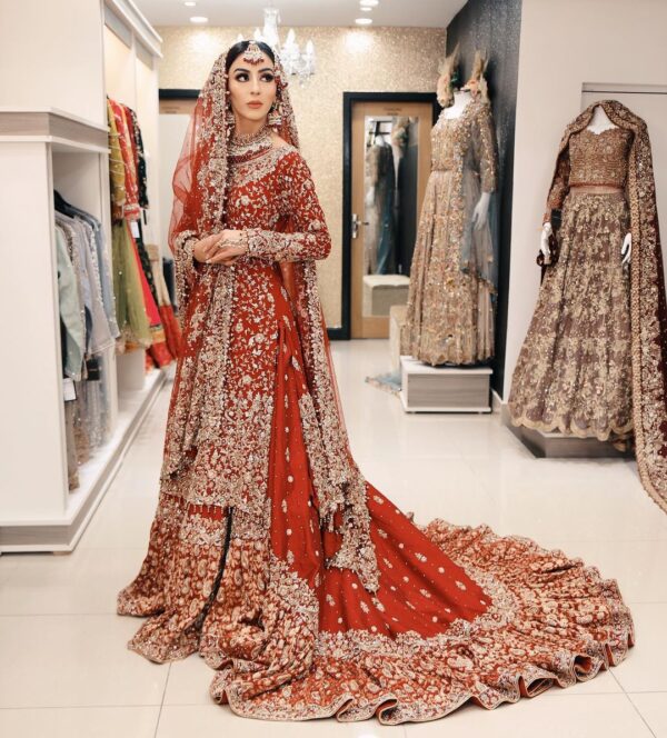 Pakistani frill lehenga with handwork