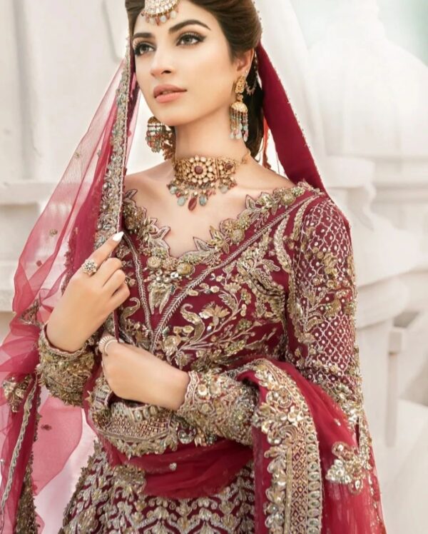 designer wedding long trail lehenga
