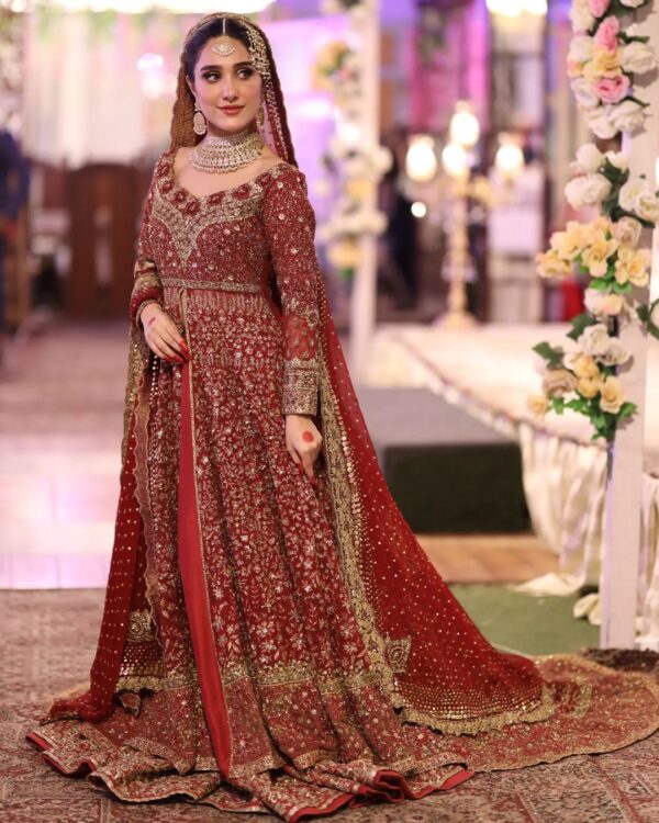 wedding long anarkali with lehnga