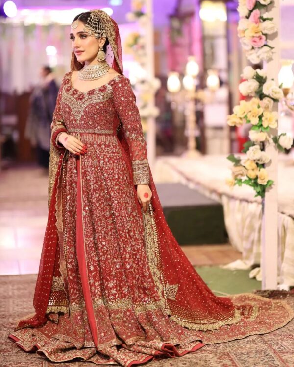 Designer wedding long split anarkali with anarkali with embroidery