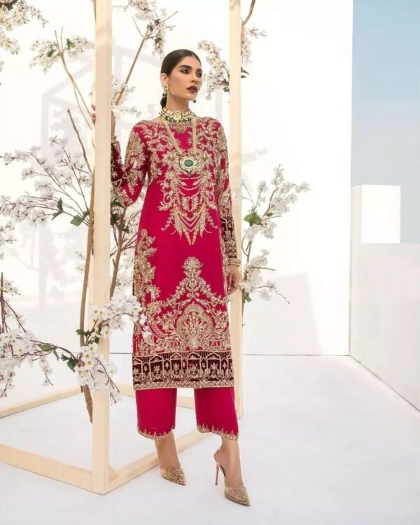 Pink designer long kurti with palazzo