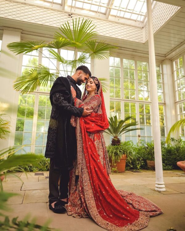 wedding long trail lehenga with handwork