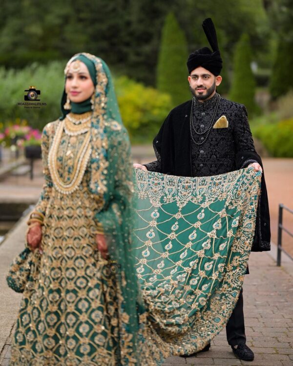 beautiful designer wedding long trail anarkali with lehenga