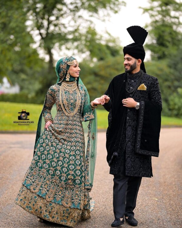 designer wedding long trail anarkali with lehenga