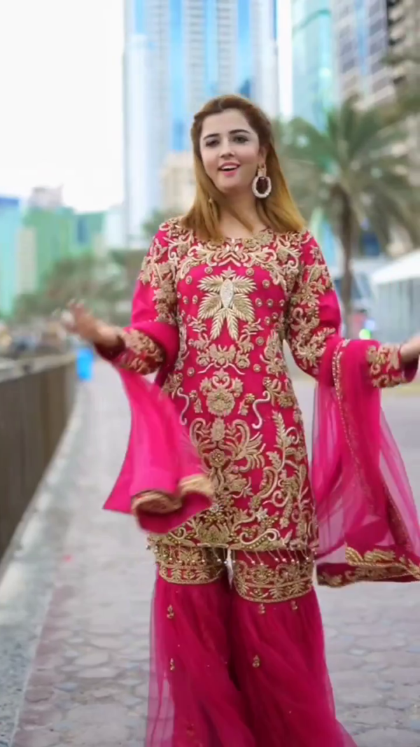 Pink Designer wedding garara with handwork