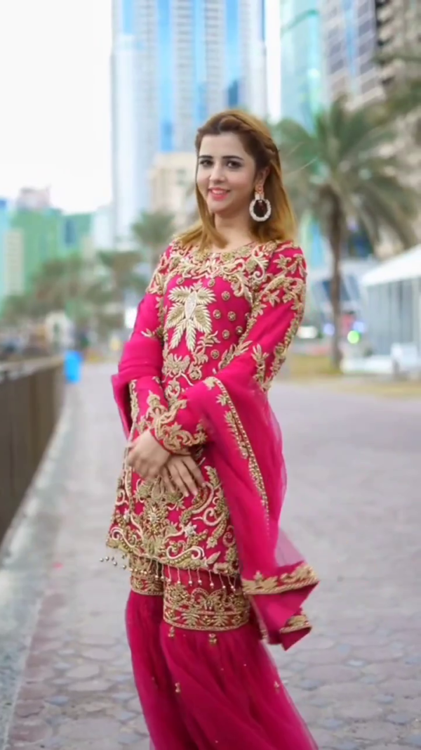 Pink Designer wedding garara with embroidery