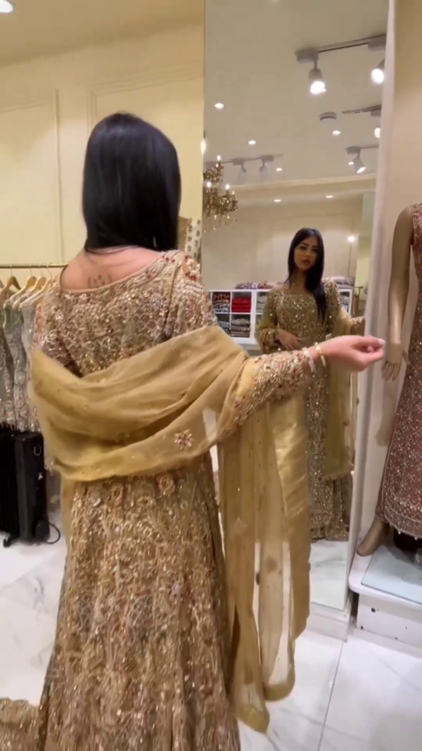 traditional long trail lehenga with kurti and embellishment