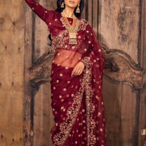 Maroon designer saree collection