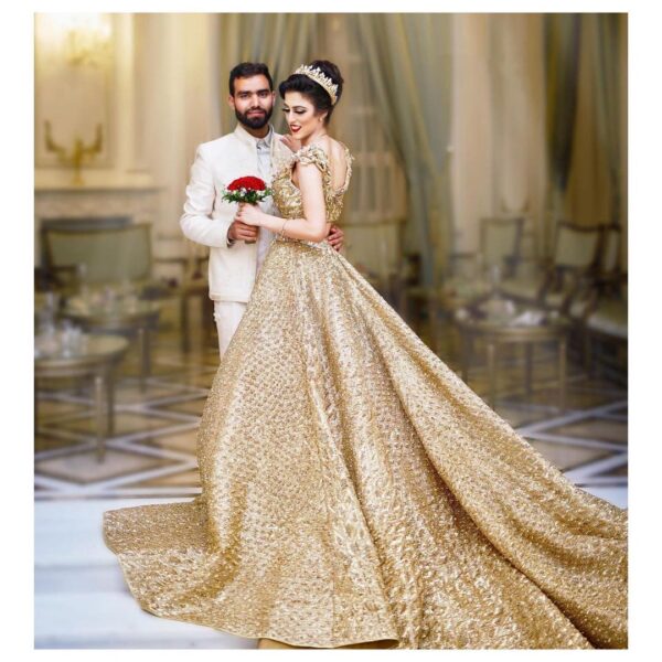 designer wedding long trail lehenga