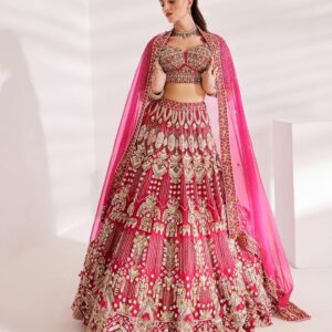 Pink designer embroidered lehenga choli