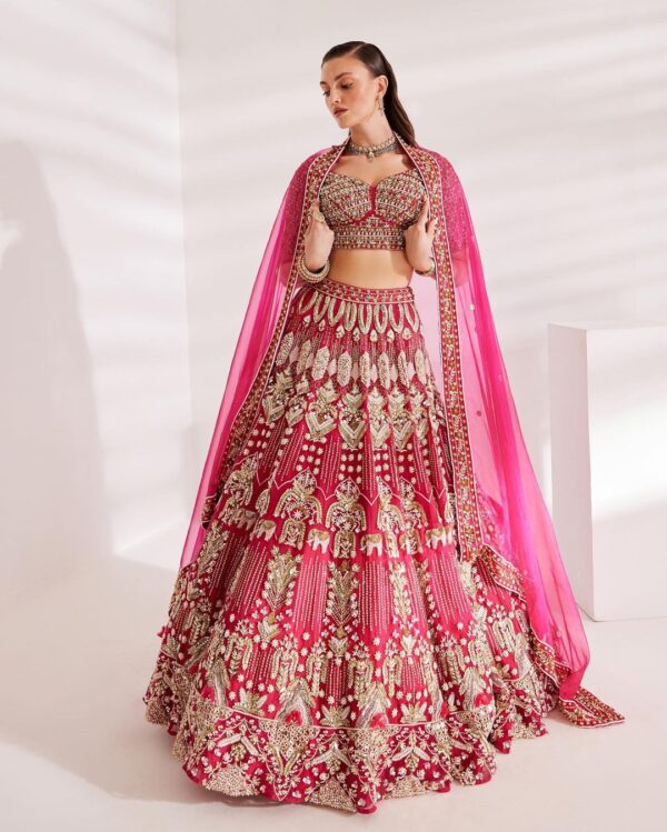 Pink designer embroidered lehenga choli