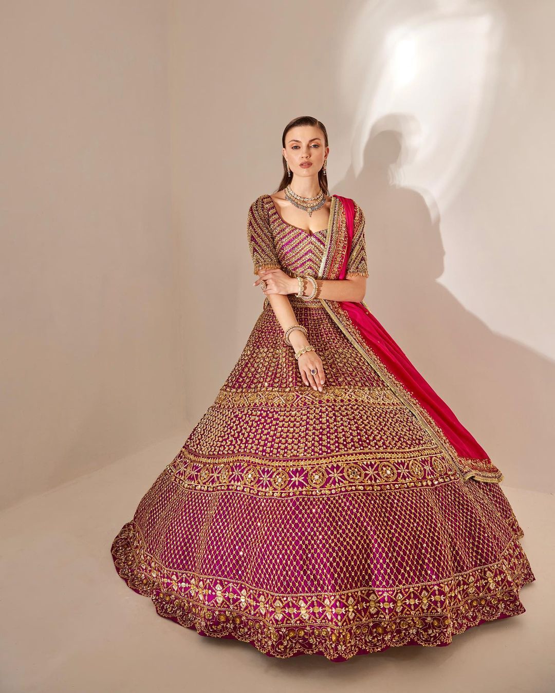 9MM Sequence Worked Mehendi Wedding Lehenga Choli Design – Kaleendi