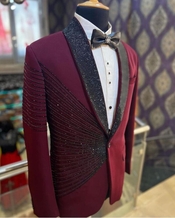 Designer red tuxedo suit
