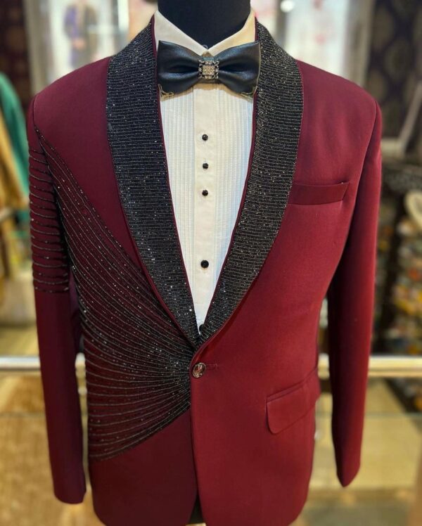 Designer Red Tuxedo suit with handwork