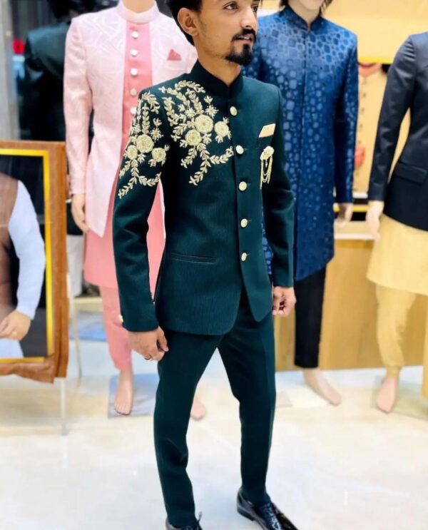designer wedding tuxedo suit with embroidery