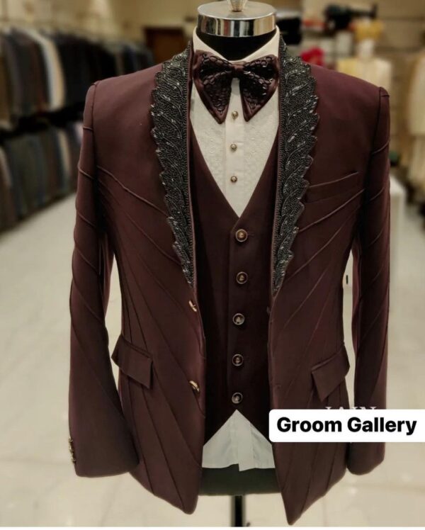designer brown tuxedo suit