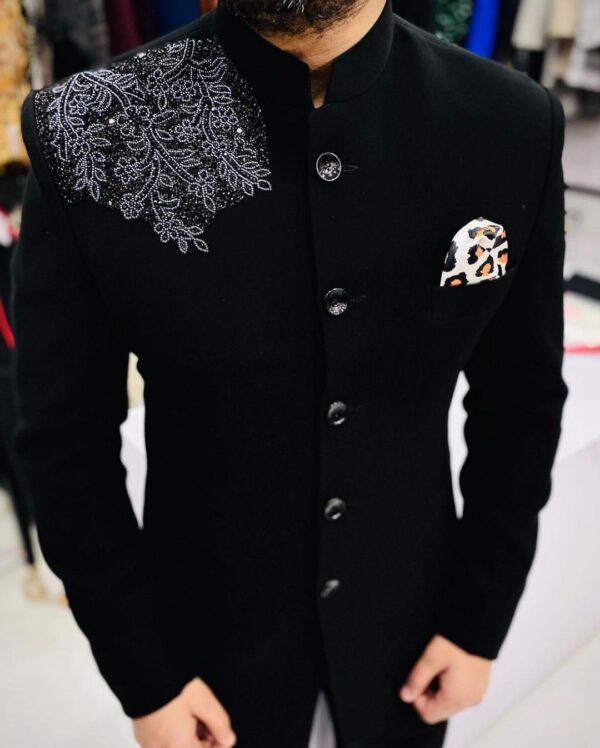designer tuxedo suit with embroidery