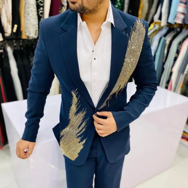 Designer tuxedo suit with sequence work
