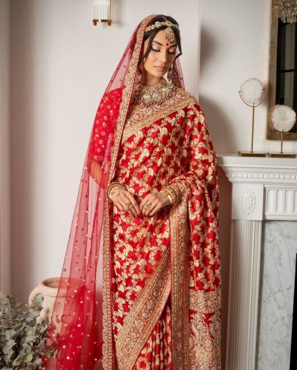 red designer saree collection