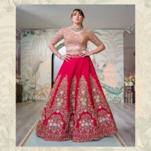 Red designer wedding lehenga