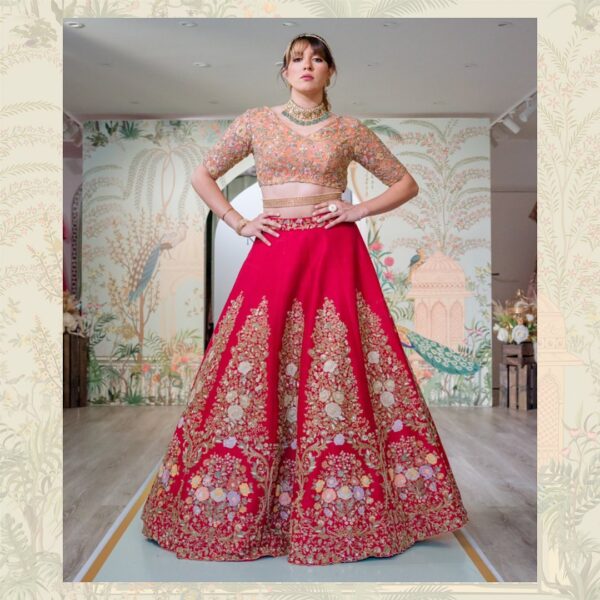Red designer wedding lehenga