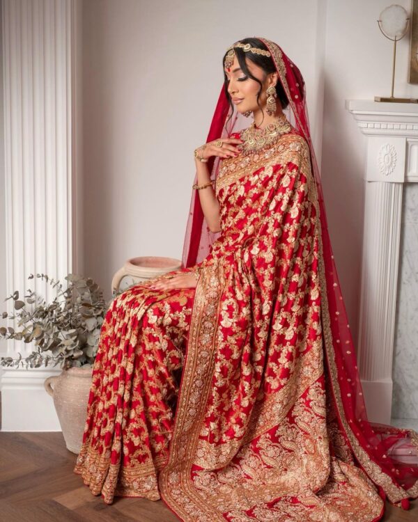 Red Banarasi saree