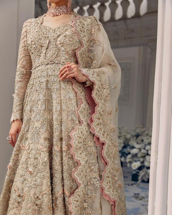 designer wedding long anarkali with lehenga