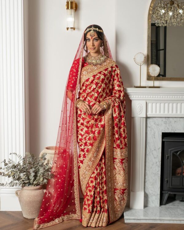 red banarsi saree collection