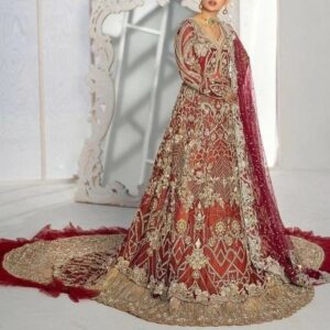 designer wedding long anarkali with lehenga
