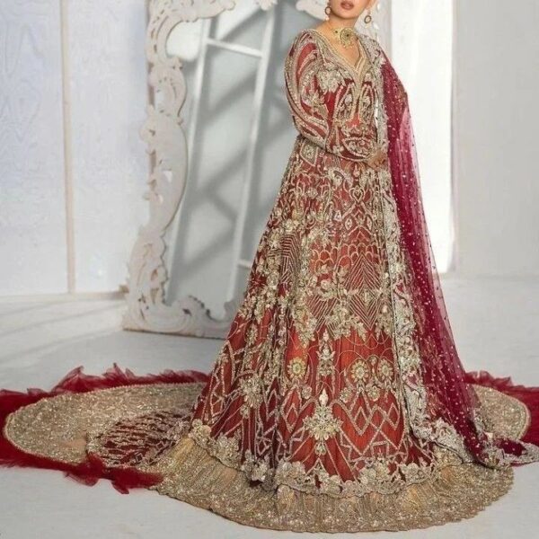 designer wedding long anarkali with lehenga