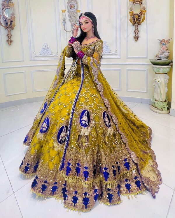 haldi designer lehnga with embroidery