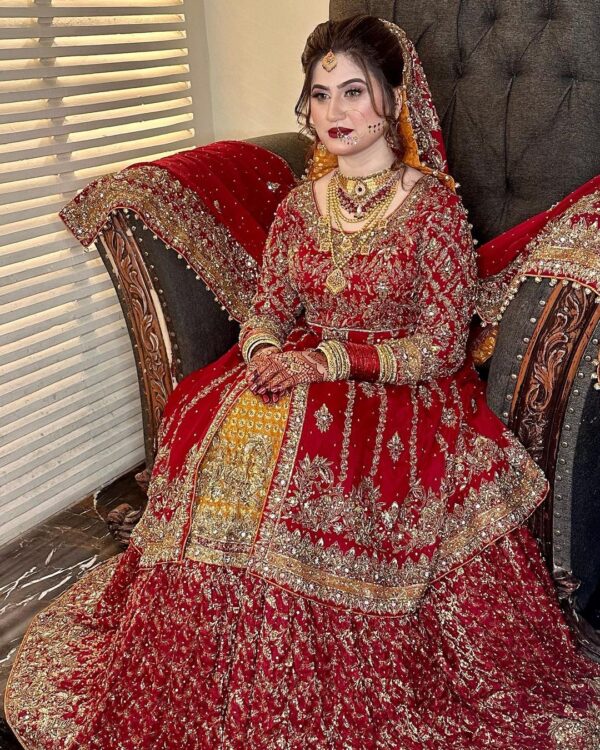designer wedding lehenga with split jacket with handwork