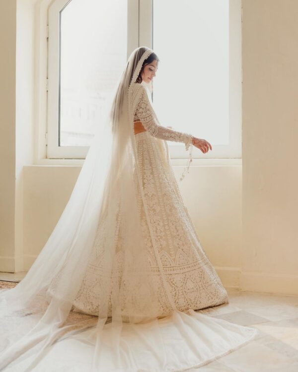 designer wedding lehenga choli with long veil q