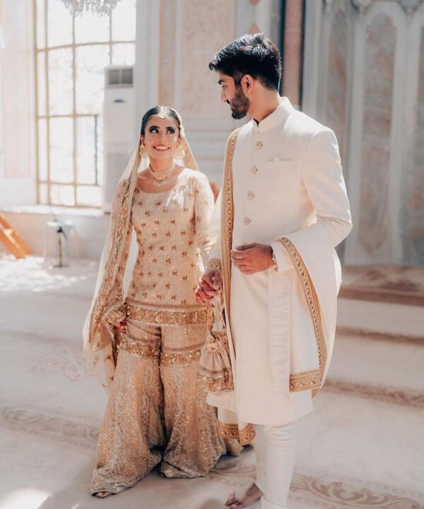 white and golden designer garara
