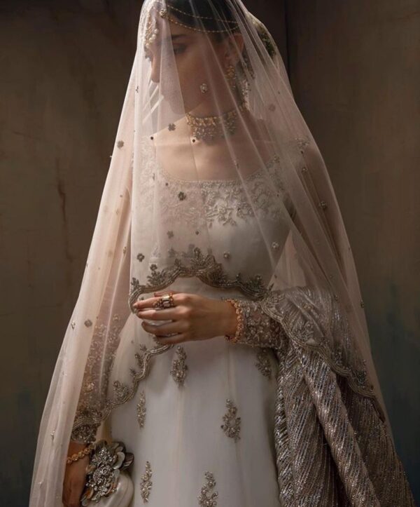 Designer wedding long anarkali with lehenga