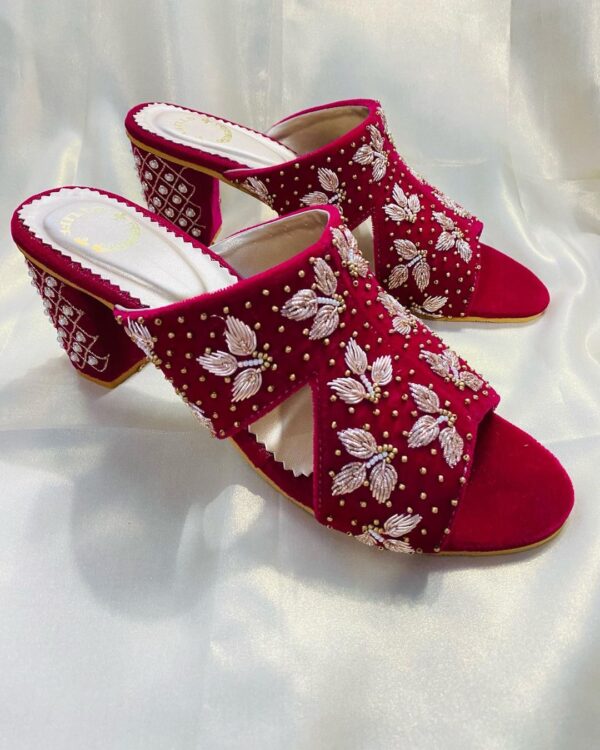 designer wedding heels with embroidery
