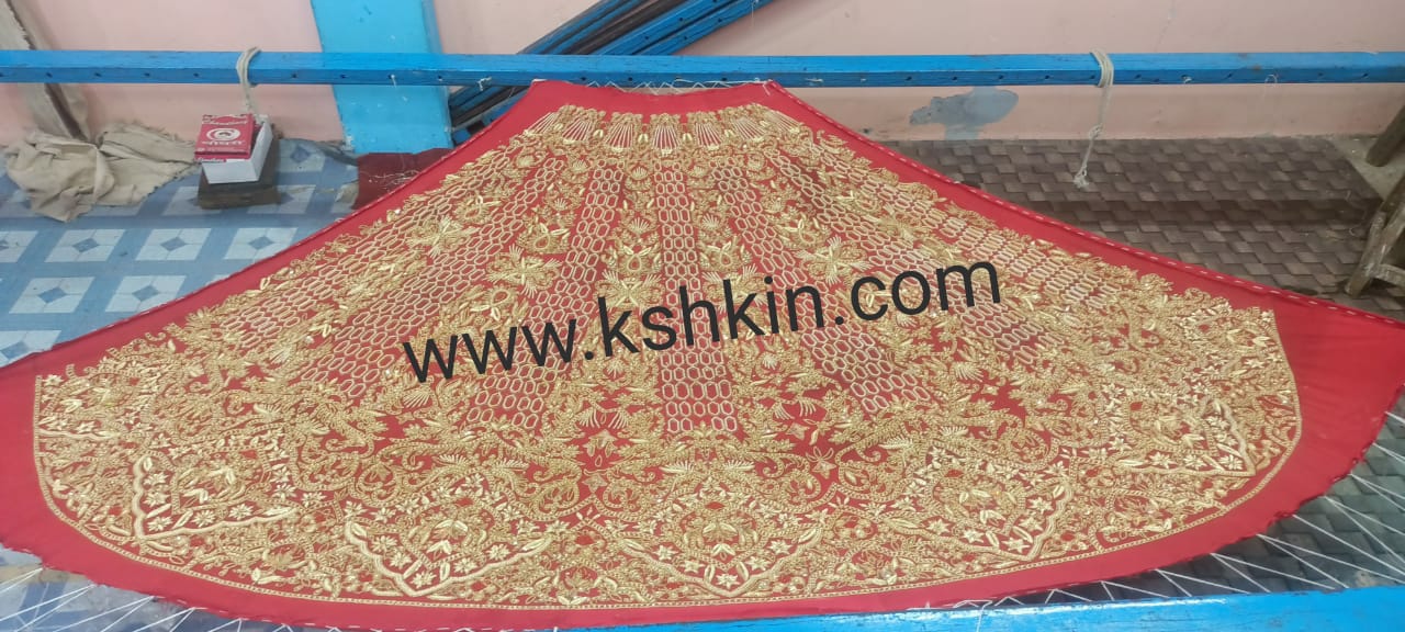 Floral Embroidery Peach Lehenga – Shasha