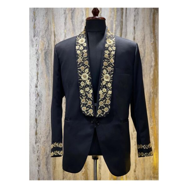 Designer blue tuxedo suit
